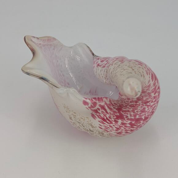 Hand Blown Glass Sea Shell Iris Bohemia Art Glass Czech Republic Pink Gold Coast - Picture 9 of 12